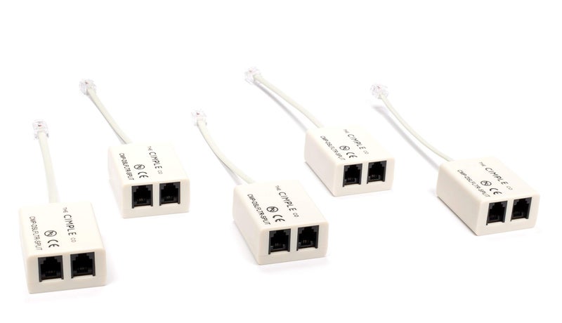 THE CIMPLE CO Modem Phone Filter, 5 Pack, DSL Splitter, 2 Wire, 1 Line, Removes Noise from Phone Lines, for Fax, Landline, Satellite, and Printer, Ivory - Image 1